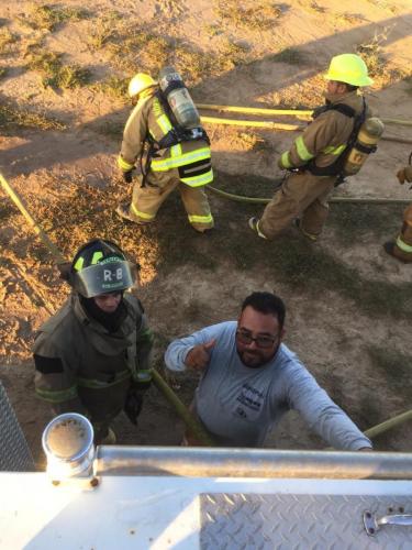 Inspecting fire truck equipment